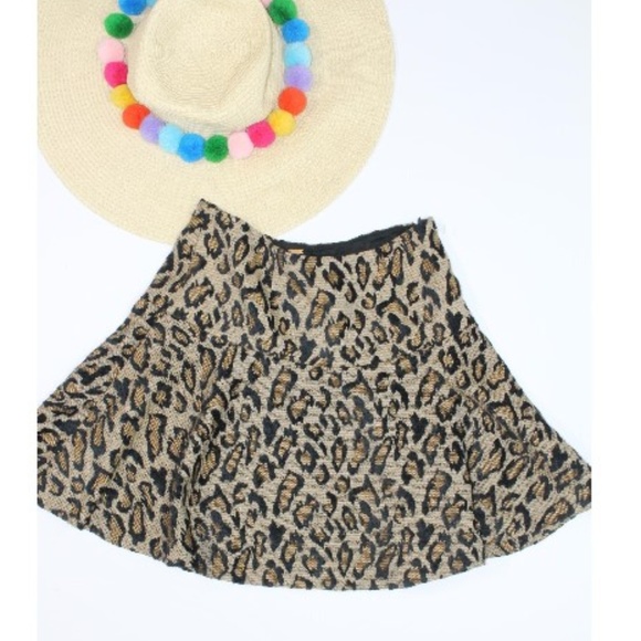 Free People Dresses & Skirts - Free People Animal Print Brown Pleat skirt